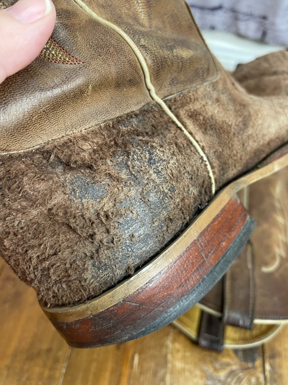 Anderson Bean brown leather square toe cowboy boots - Picture 8 of 12